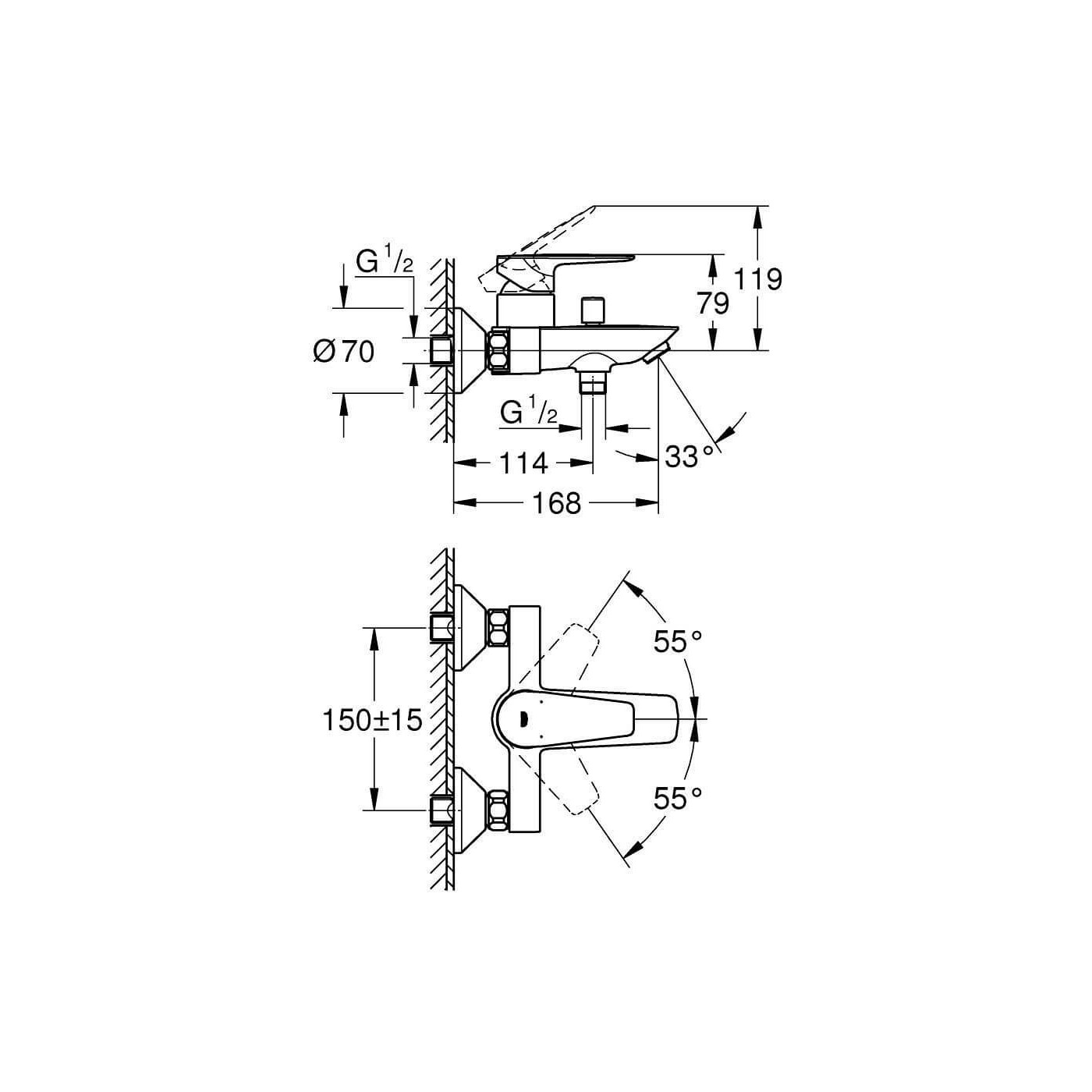 Bateria Wannowa Bauedge Chrom 23604001 Grohe