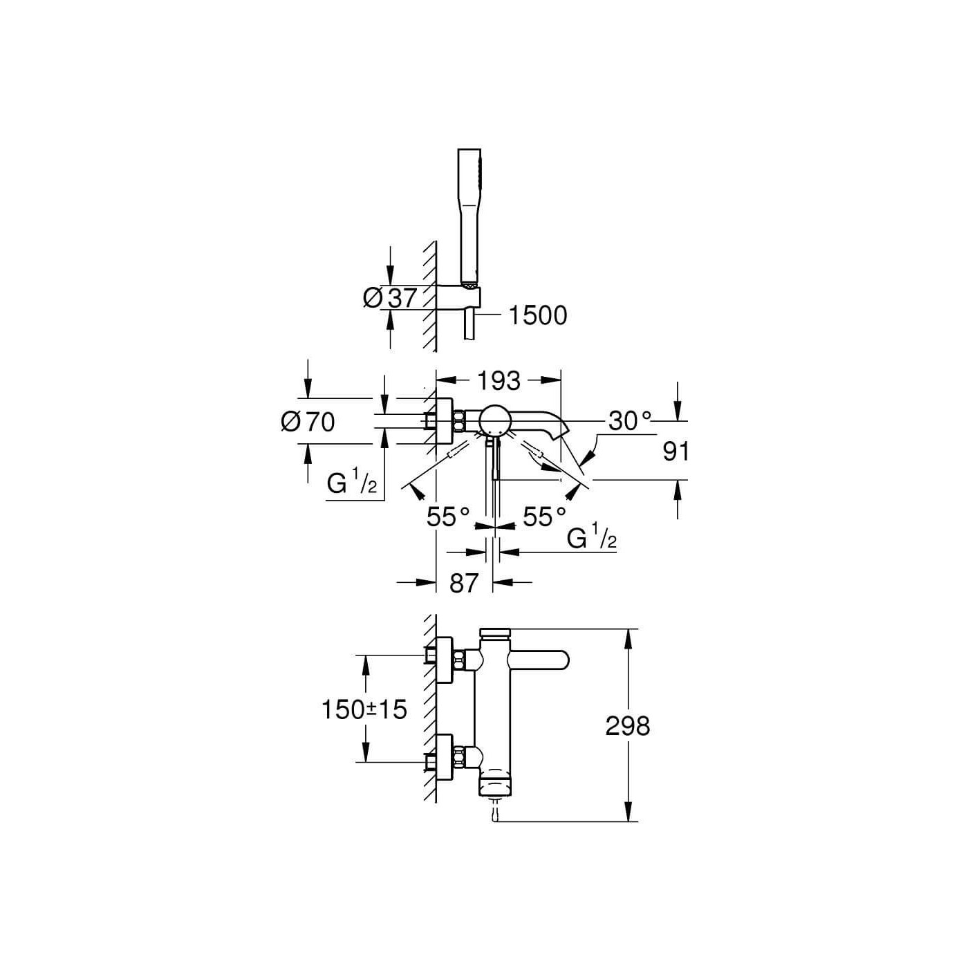 Bateria Wannowa Essence Chrom 25249001 Grohe