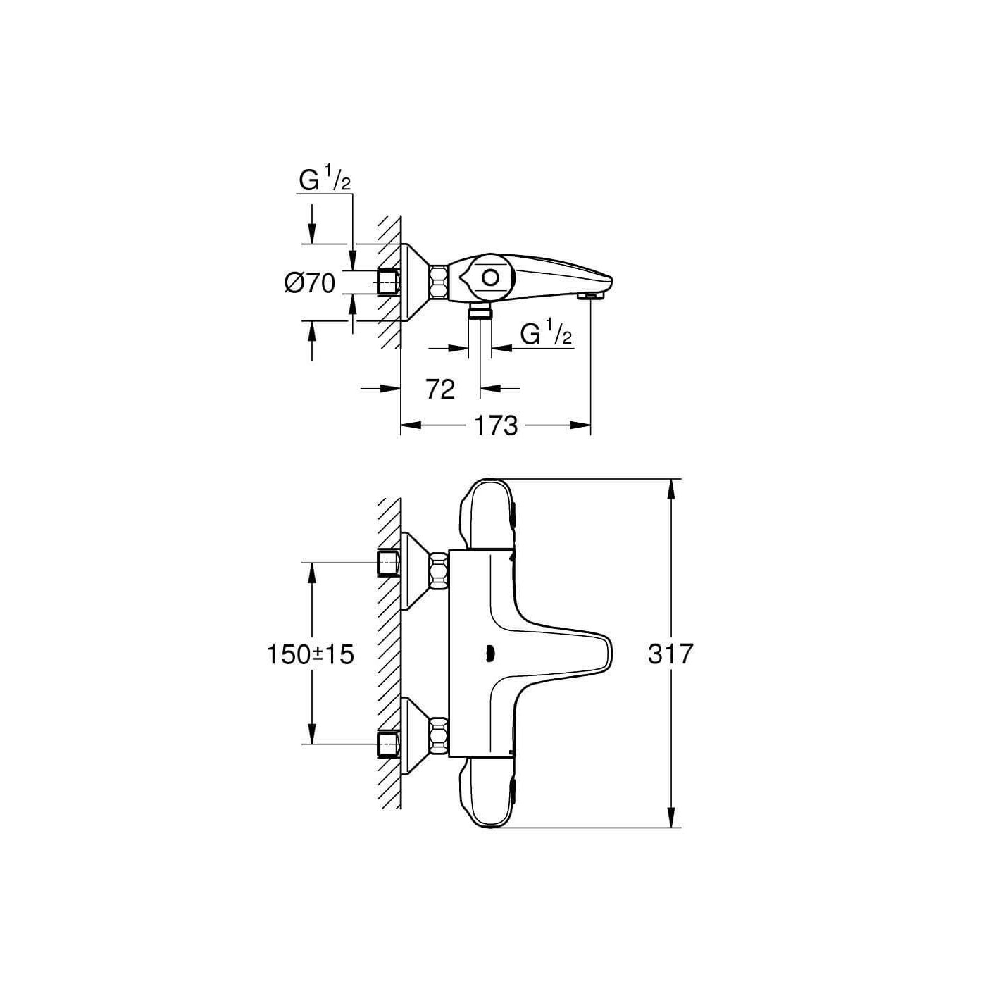 Bateria Wannowa Grohtherm Chrom 34816003 Grohe