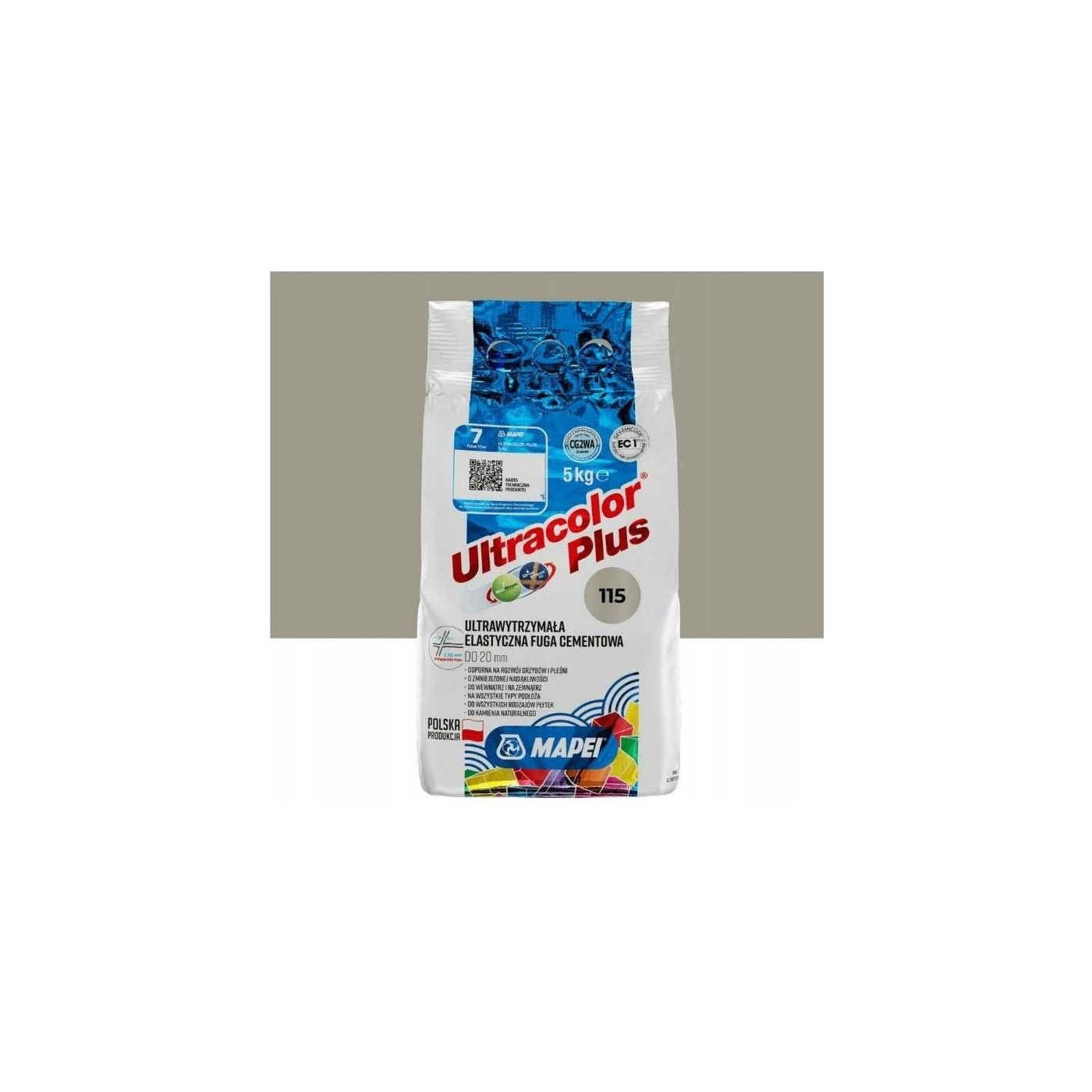Fuga Elastyczna Ultracolor Plus 115 Rzeczny Szary 5 kg Mapei