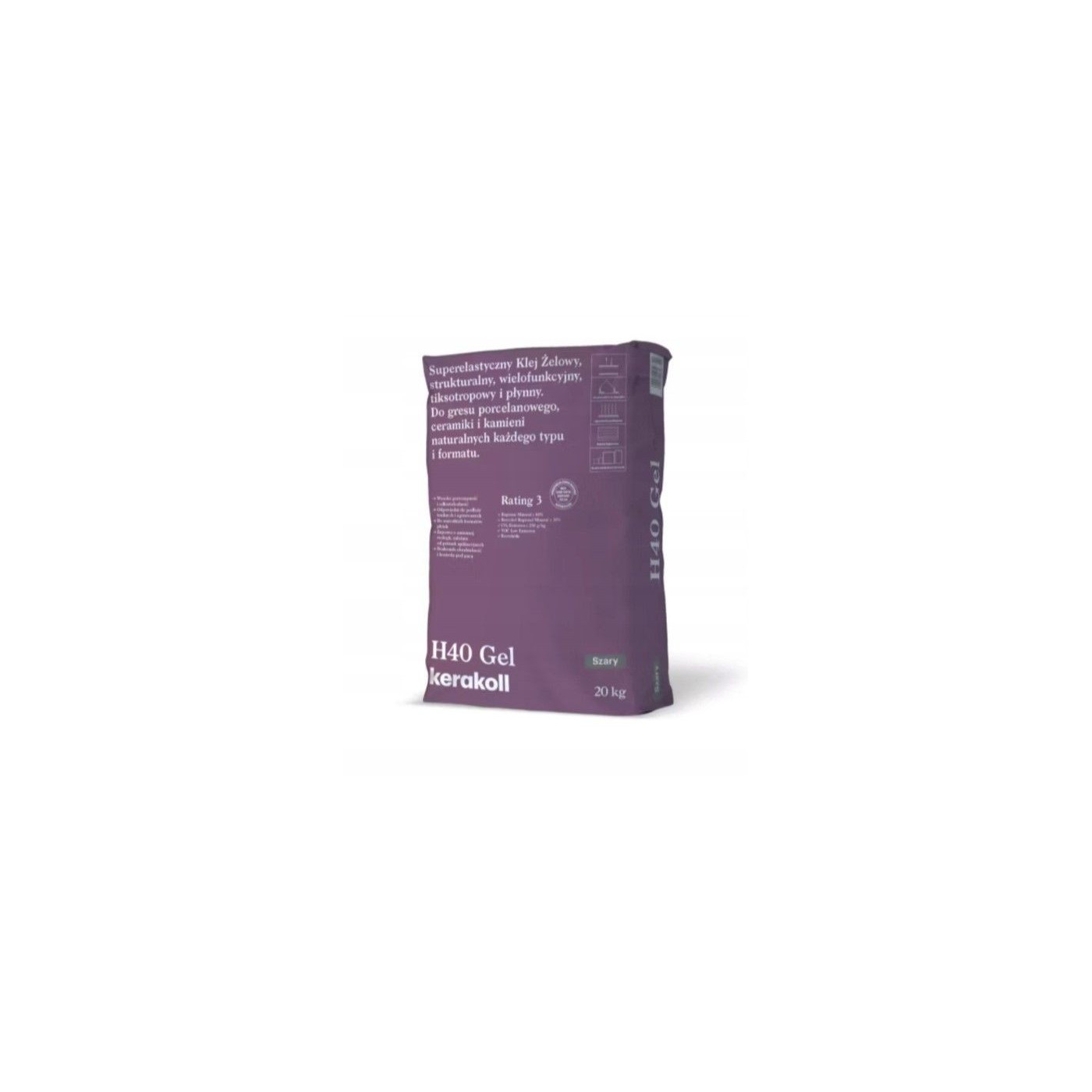 Klej Żelowy Superelastyczny H40 C2TES1 Szary 20Kg Kerakoll