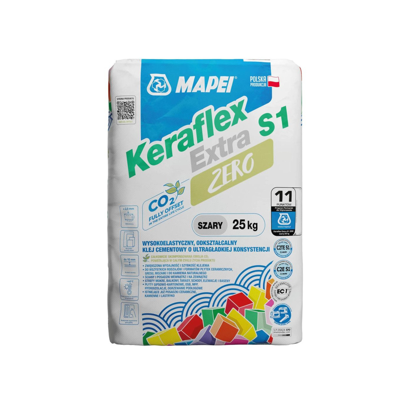 Klej Do Płytek Keraflex Extra S1 Zero 25 kg Szary Mapei