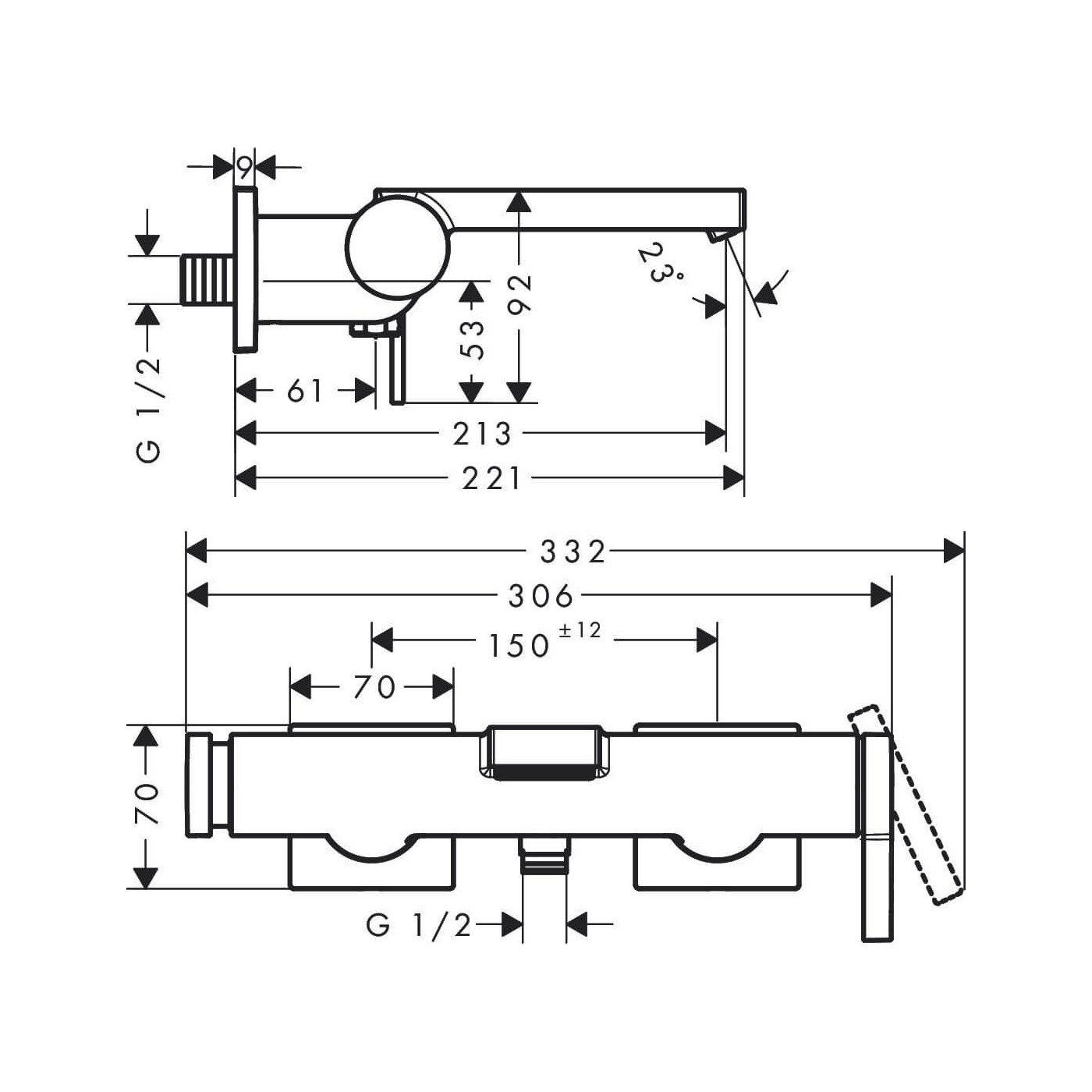 Bateria Wannowa Tecturis E Biały Mat 73420700 Hansgrohe