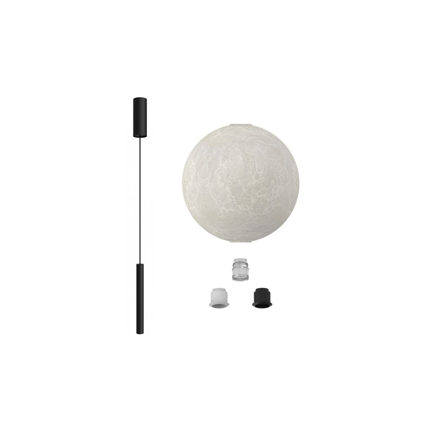 Lampa Wisząca Pipe Slim LED Czarna Z Kloszem Mrożonym C3986100N+K0008240HW ACB
