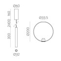 Lampa Wisząca Pipe Slim LED Czarna Z Kloszem Mrożonym C3986100N+K0008240HW ACB