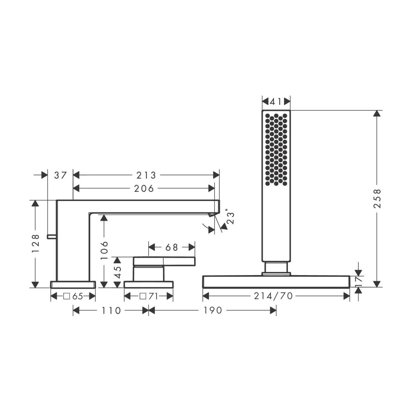 Bateria Wannowa Tecturis E Biały Mat 73443700 Hansgrohe