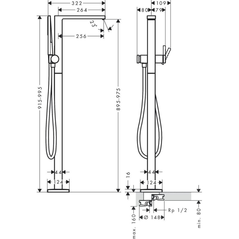 Bateria Wannowa Tecturis E Czarny Mat 73445670 Hansgrohe
