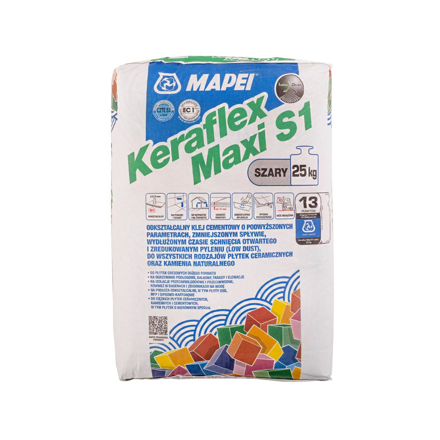 Klej Do Płytek Keraflex Maxi S1 Zero 25 kg Szary Mapei