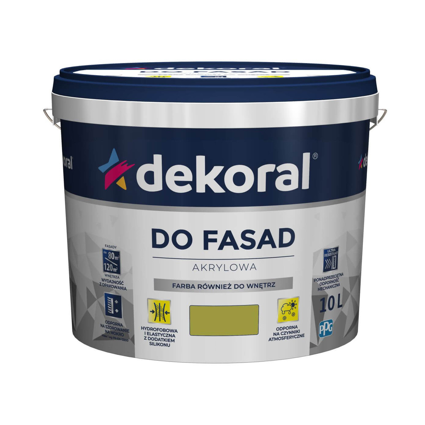Farba Fasadowa Akrylowa Zielony Oliwkowy 10L Dekoral