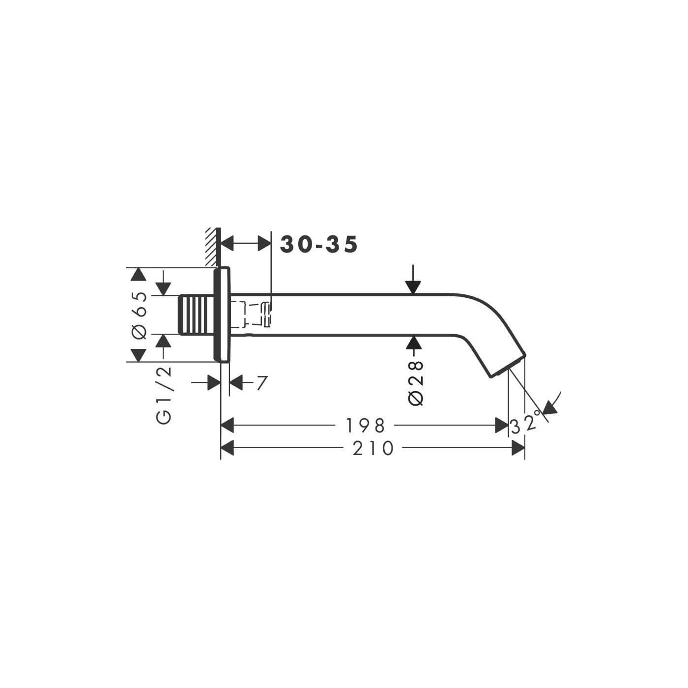 Wylewka Wannowa Tecturis S Biały Mat 73411700 Hansgrohe