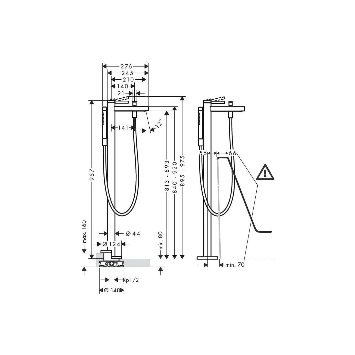 Jednouchwytowa Bateria Wannowa Wolnostojąca Finoris 76445670 Hansgrohe