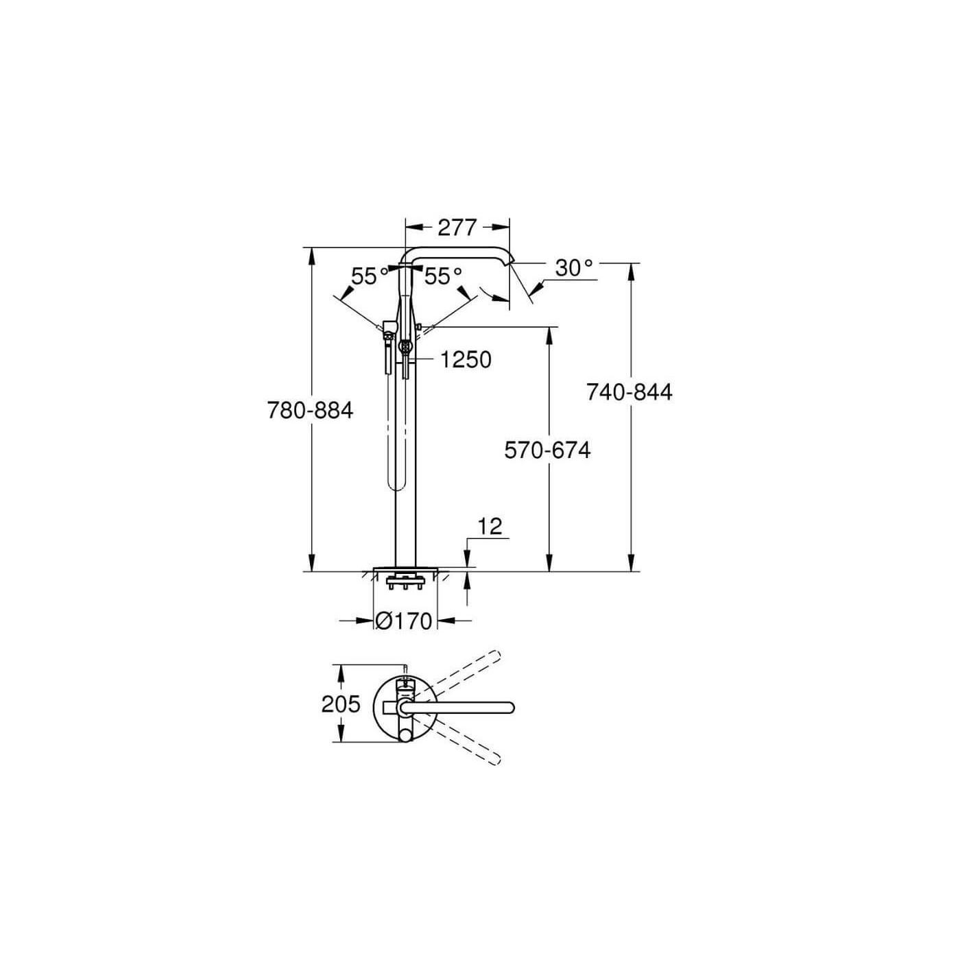 Bateria Wannowa Wolnostojąca Essence Phantom Black 25248KF1 Grohe