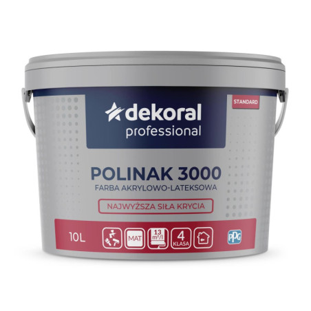 Farba Akrylowo-Lateksowa Professional Polinak 3000 10L Biały Mat Dekoral