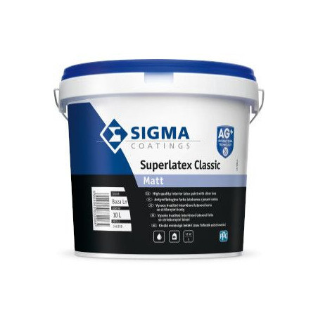 Farba Lateksowa Superlatex Classic Mat 10 L Baza CMS LN Sigma Coatings
