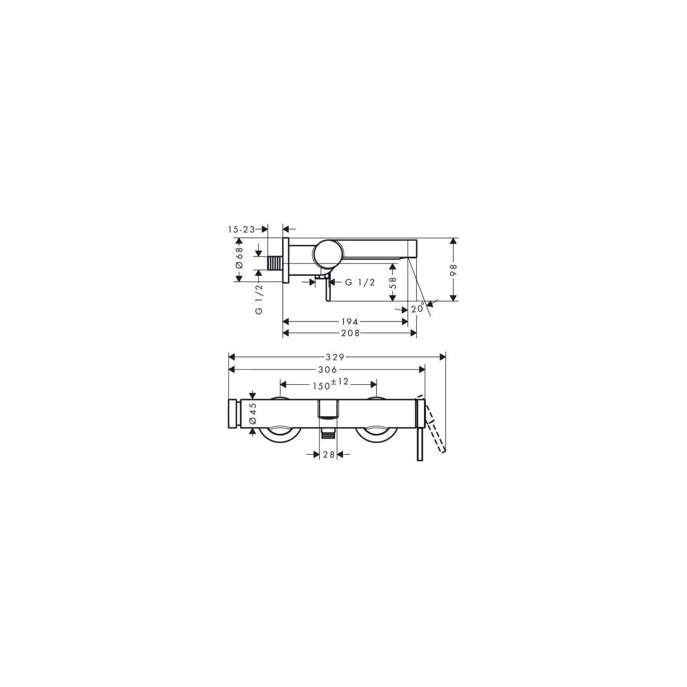 Bateria Wannowa Finoris Chrom 76420000 Hansgrohe