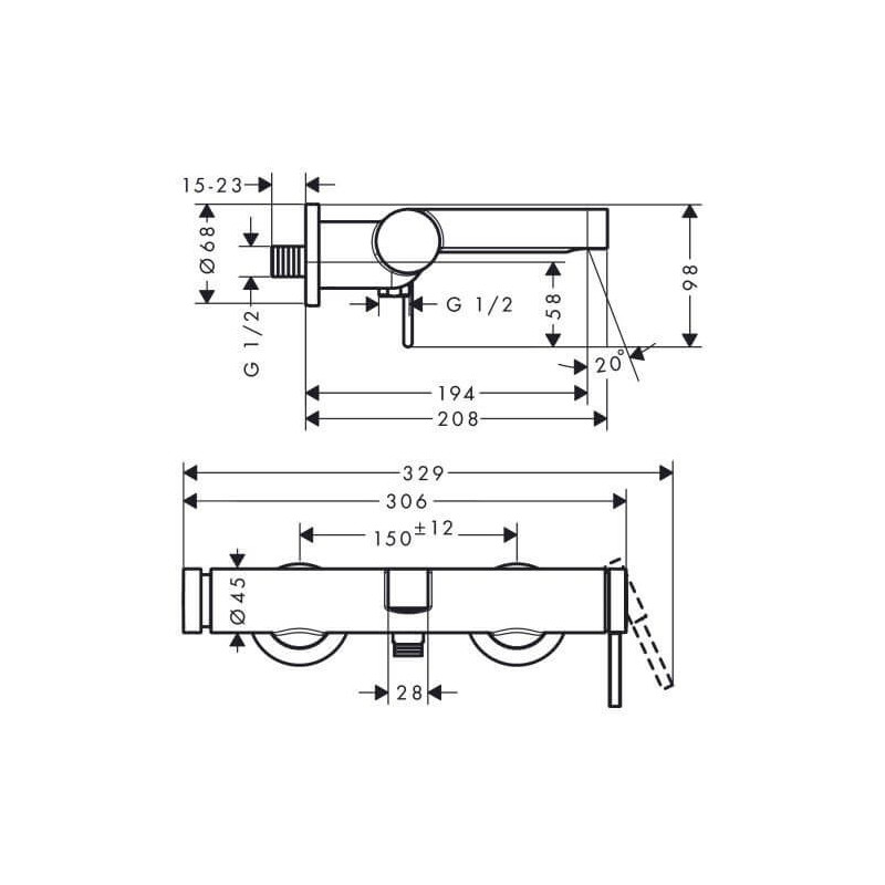 Bateria Wannowa Finoris Chrom 76420000 Hansgrohe