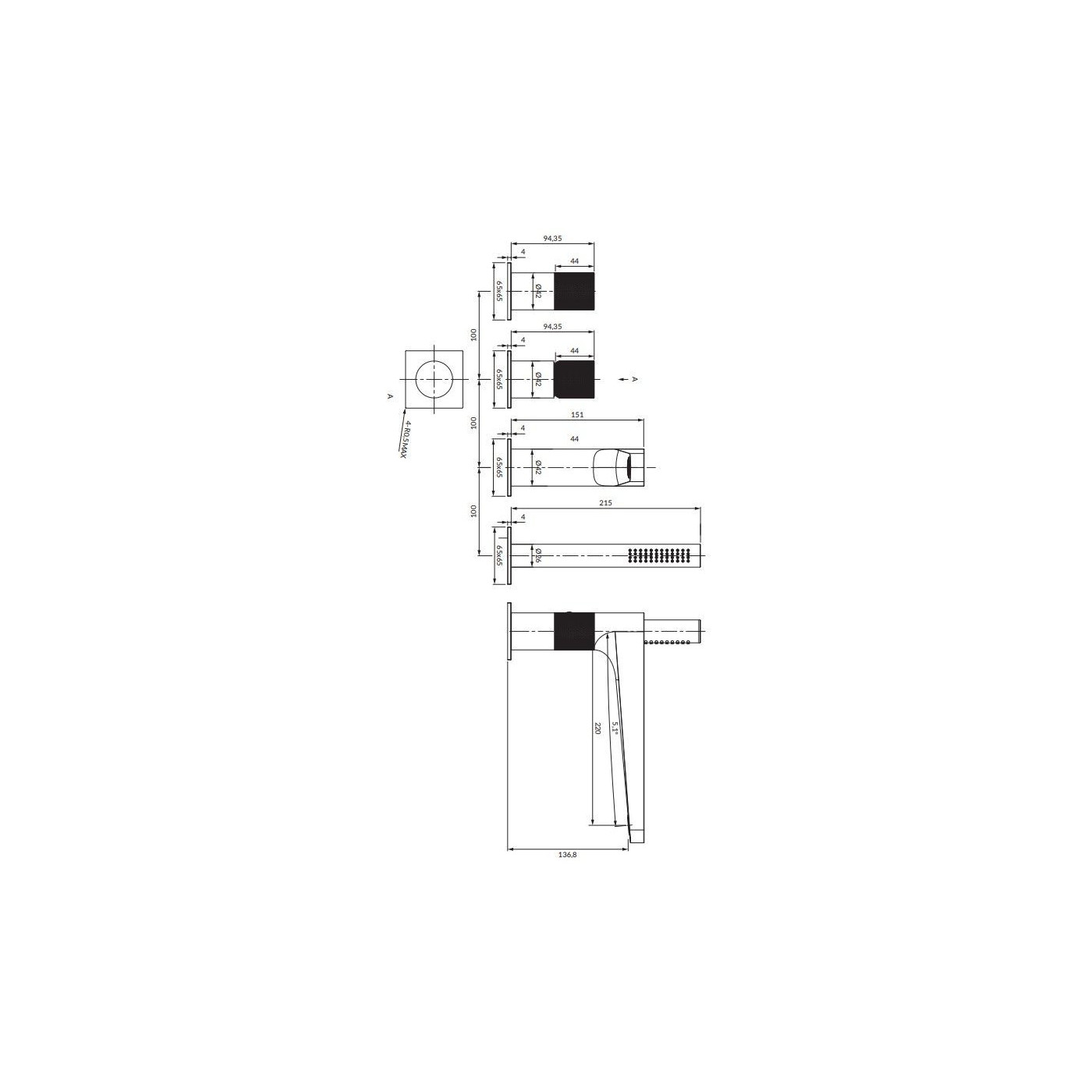 Bateria Wannowa Contour Miedź Szczotkowana CT8032CPB Omnires