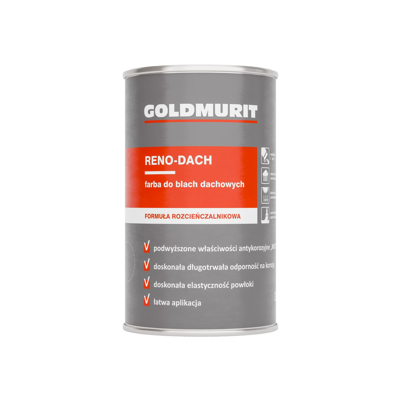 Reno-Dach Farba Do Blach Dachowych Czarny - Formuła Rozcieńczalnikowa 9005 1L Goldmurit