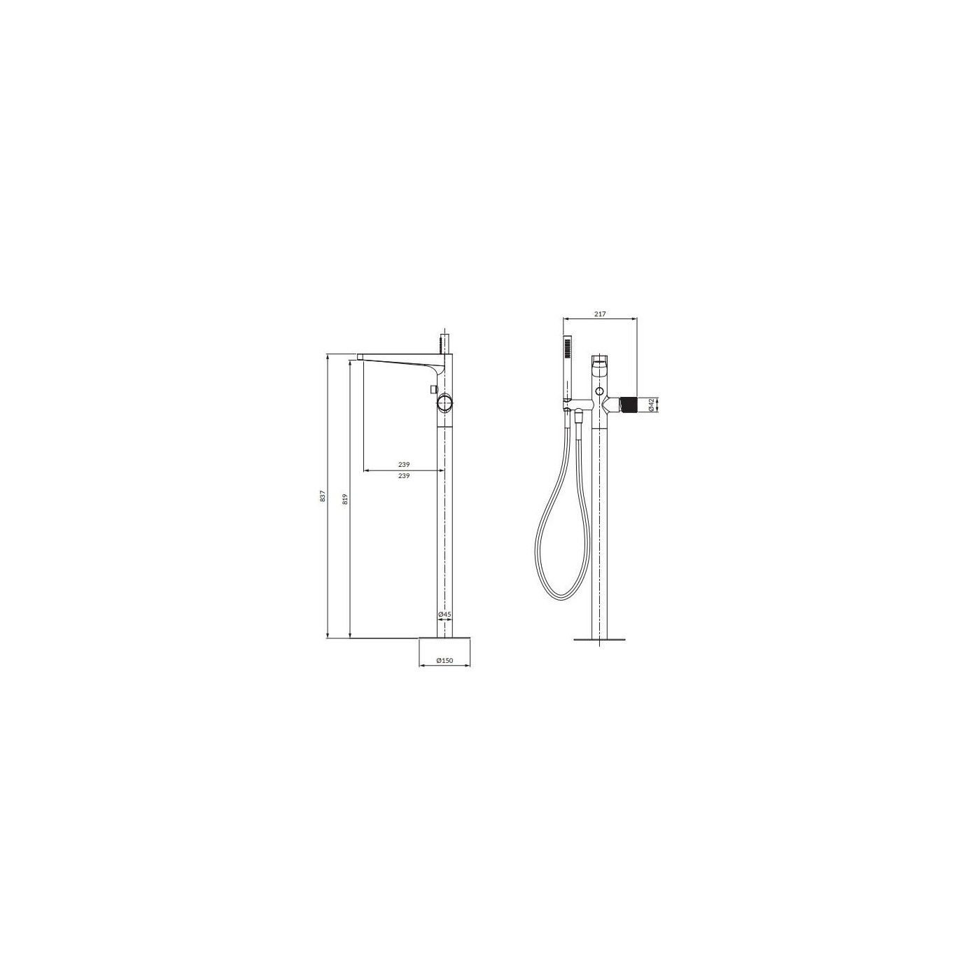 Bateria Wannowa Contour Miedź Szczotkowana CT8033CPB Omnires