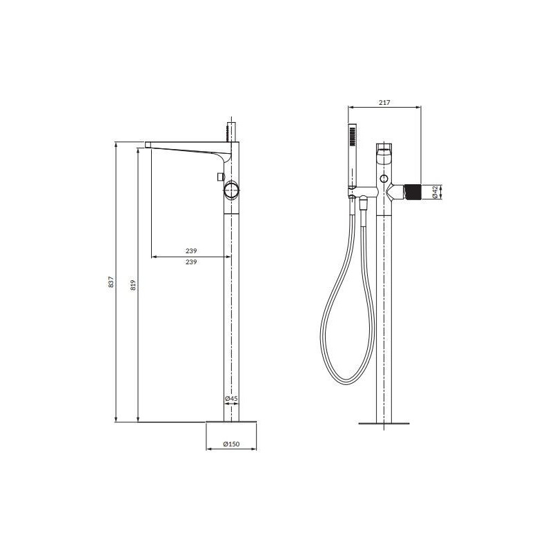 Bateria Wannowa Contour Miedź Szczotkowana CT8033CPB Omnires