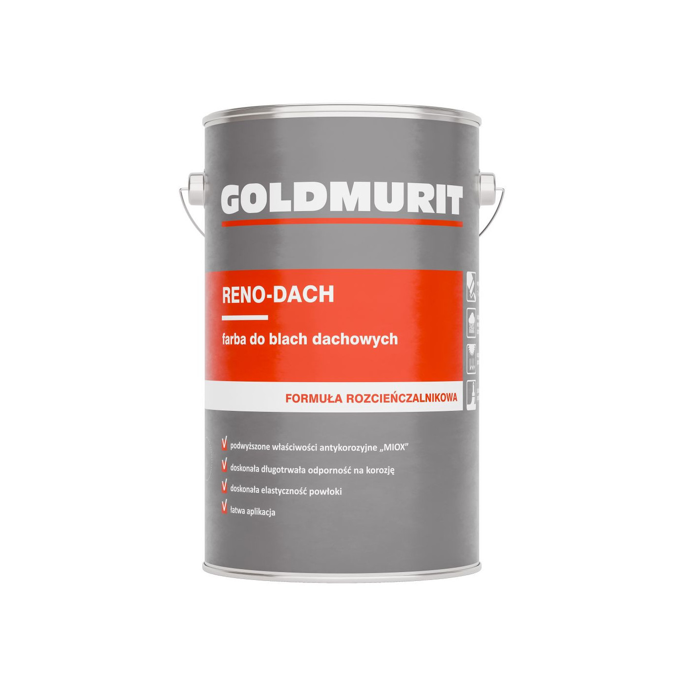 Reno-Dach Farba Do Blach Dachowych Czarny - Formuła Rozcieńczalnikowa 9005 5L Goldmurit