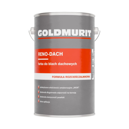 Reno-Dach Farba Do Blach Dachowych Czarny - Formuła Rozcieńczalnikowa 9005 5L Goldmurit