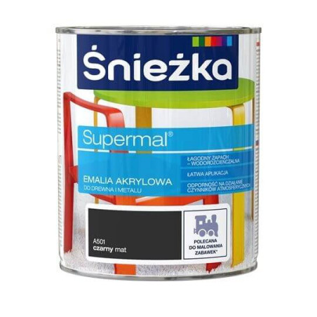 Emalia Akrylowa Supermal A501 Czarny 0,8l Mat Śnieżka