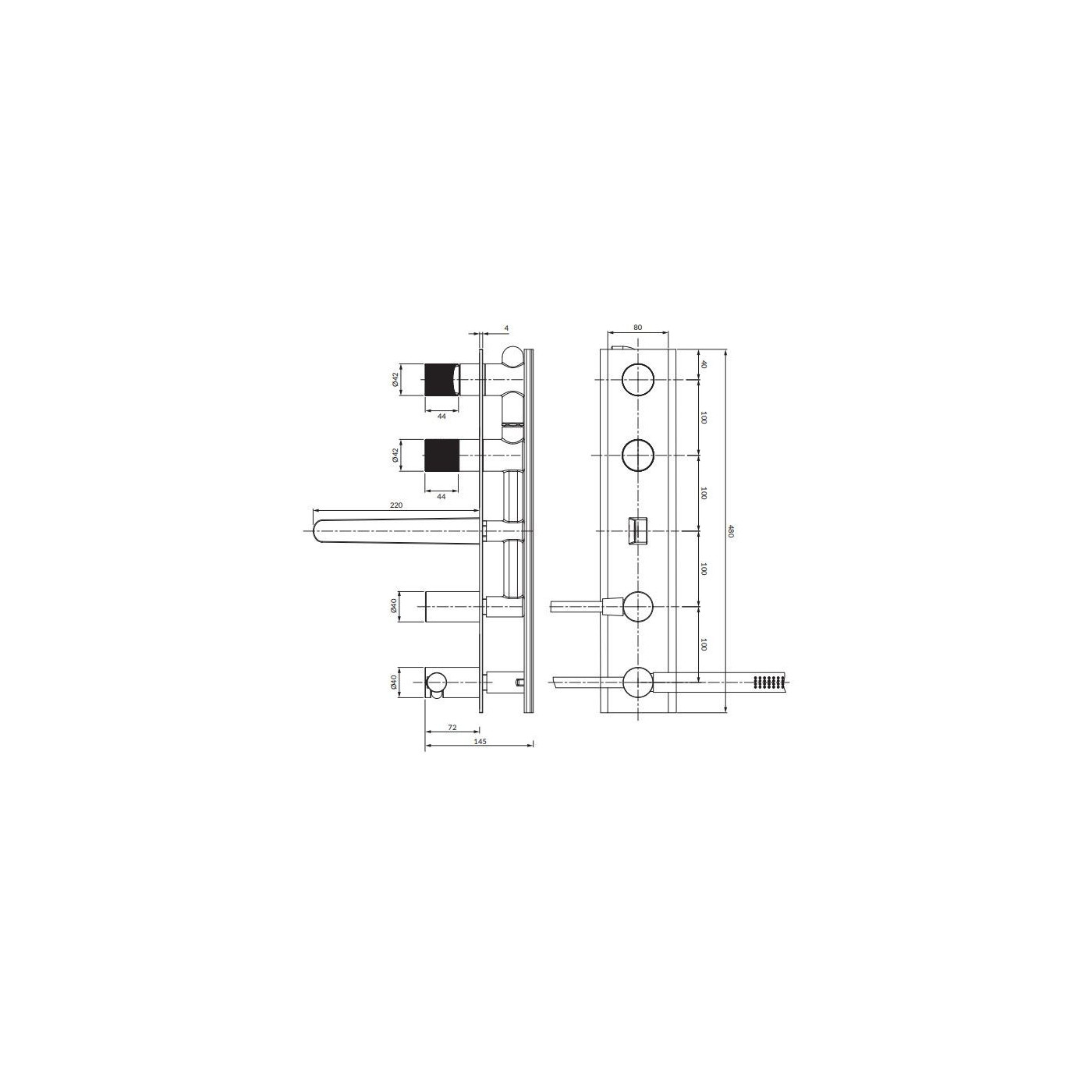 Bateria Wannowa Podtynkowa Contour Miedź Szczotkowana CT8037/1CPB Omnires