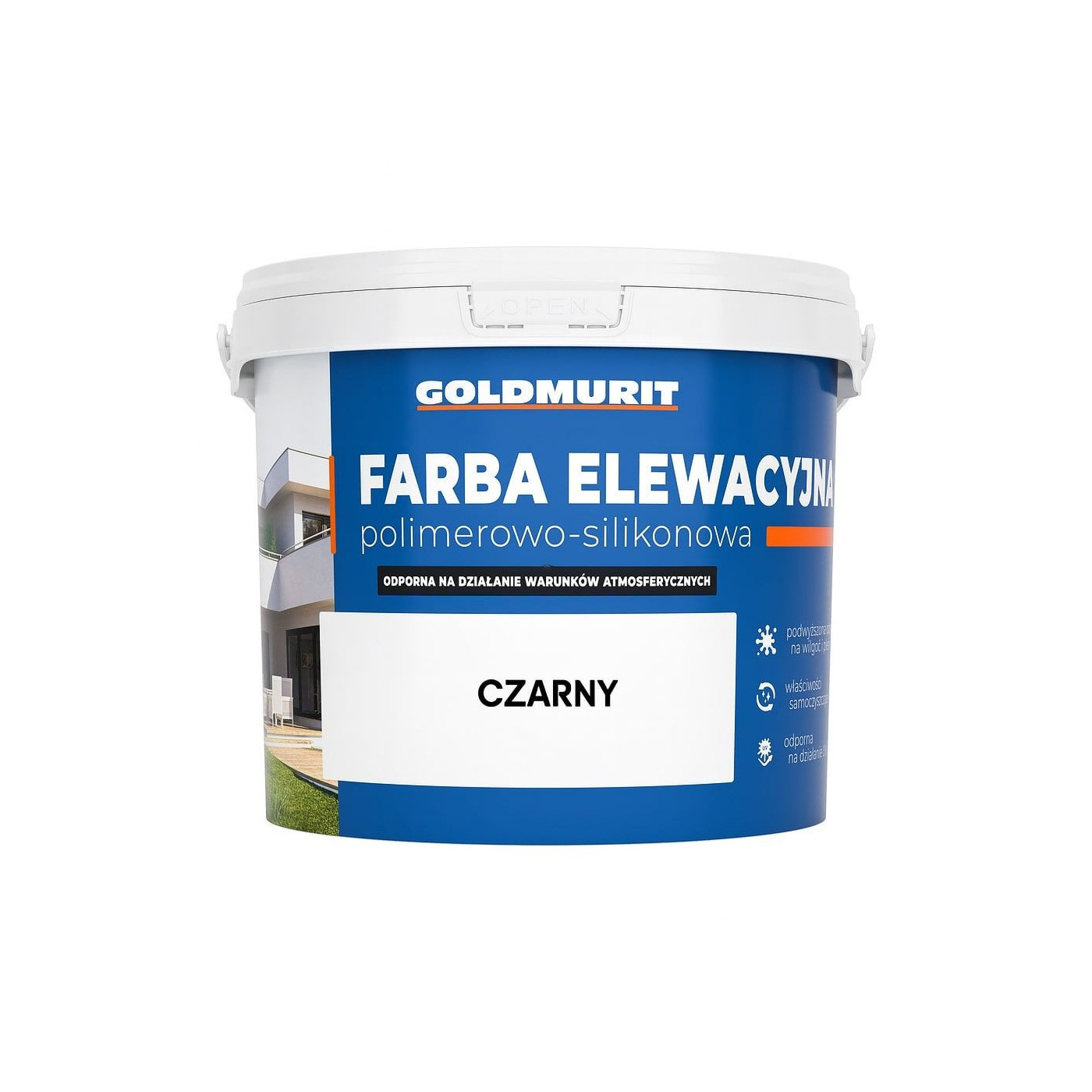 Farba Elewacyjna Polimerowo-Silikonowa Czarna 10l Goldmurit