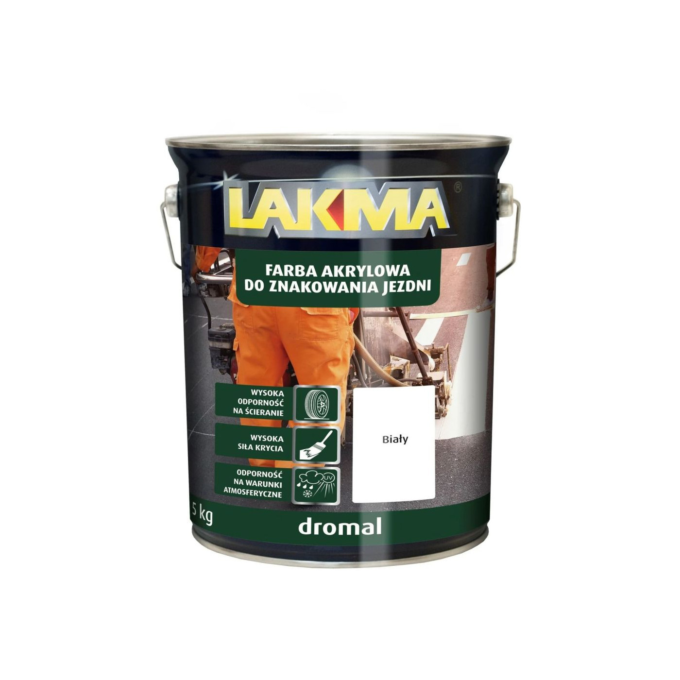 Farba Akrylowa Do Znakowania Jezdni Dromal 5Kg Biała Lakma