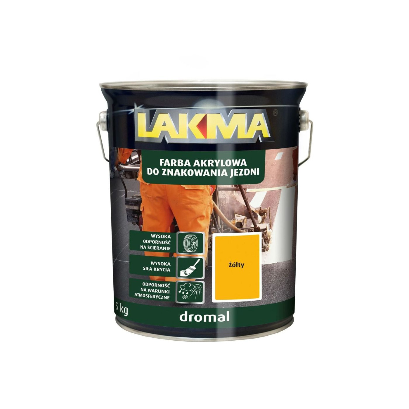 Farba Akrylowa Do Znakowania Jezdni Dromal 5Kg Żółty Lakma