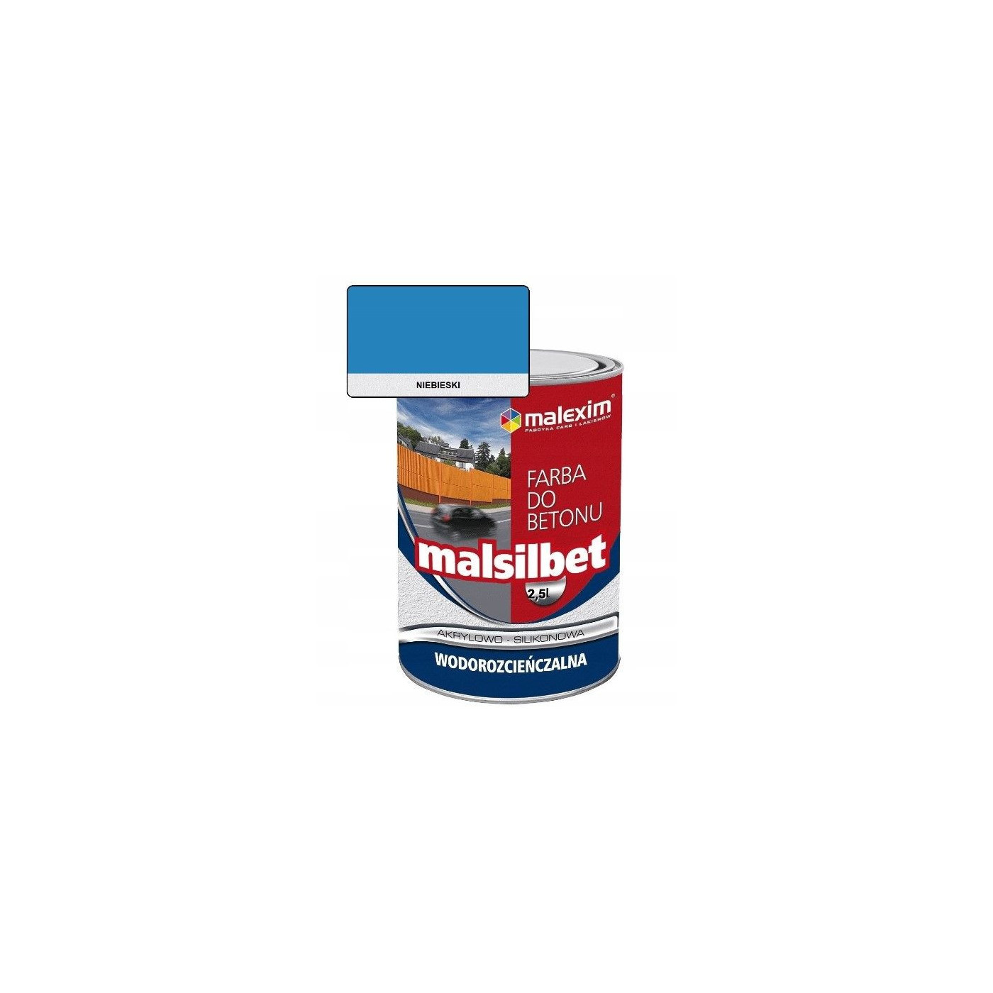 Farba Akrylowo-Silikonowa Malsilbet Niebieski 2,5L Malexim