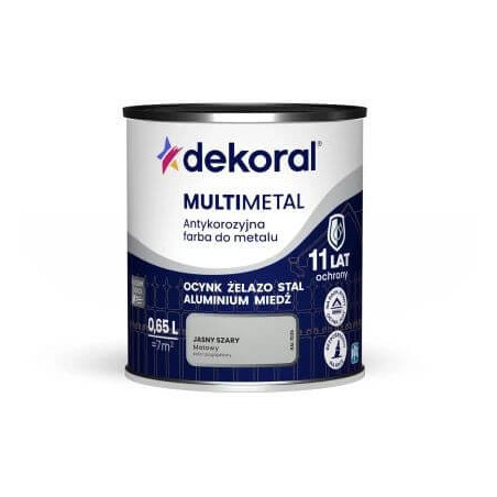 Farba Do Metalu Antykorozyjna Multimetal Jasny szary Mat 0,65L Dekoral