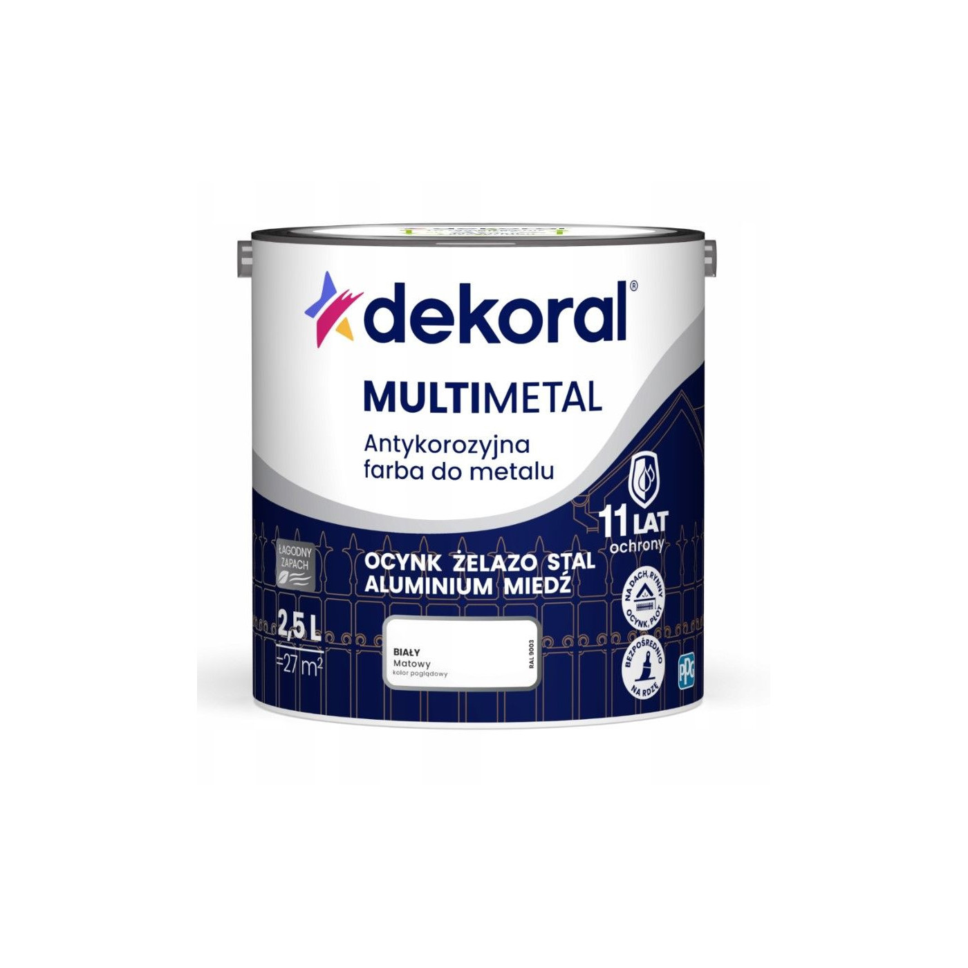 Farba Do Metalu Antykorozyjna Biały Mat 2,5L Dekoral