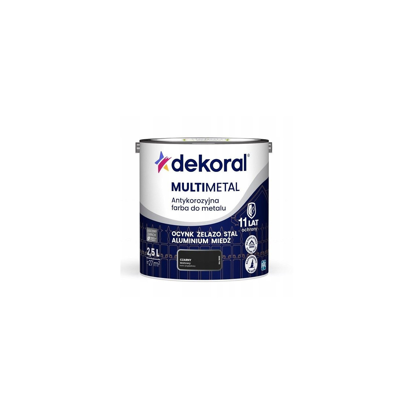 Farba Do Metalu Antykorozyjna Czarny Mat 2,5L Dekoral