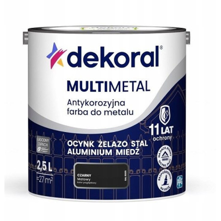 Farba Do Metalu Antykorozyjna Czarny Mat 2,5L Dekoral