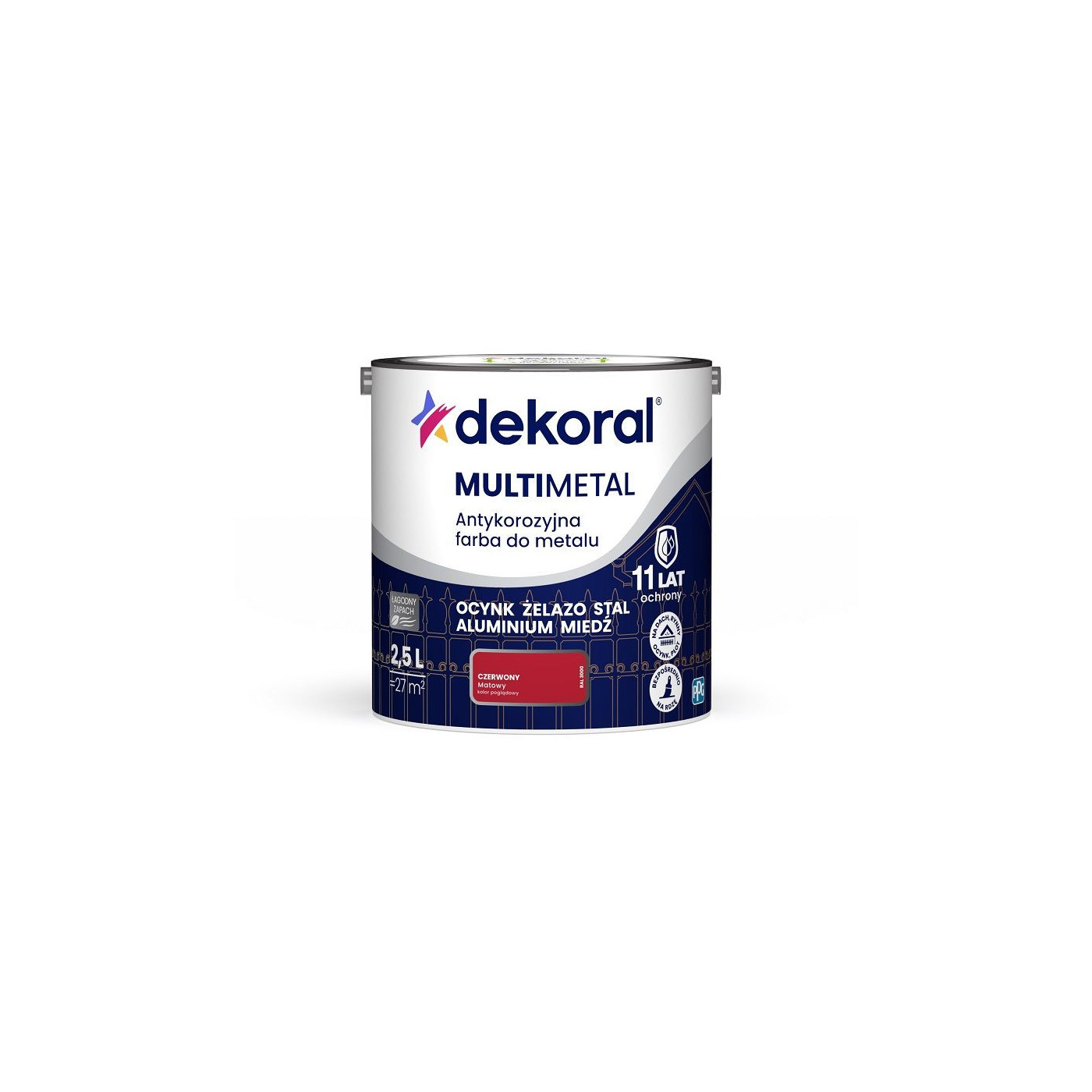 Farba Do Metalu Antykorozyjna Czerwony Mat 2,5L Dekoral