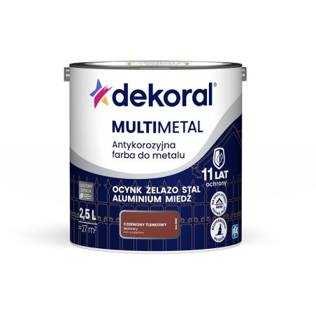 Farba Do Metalu Antykorozyjna Czerwony Tlenowy Mat 2,5L Dekoral