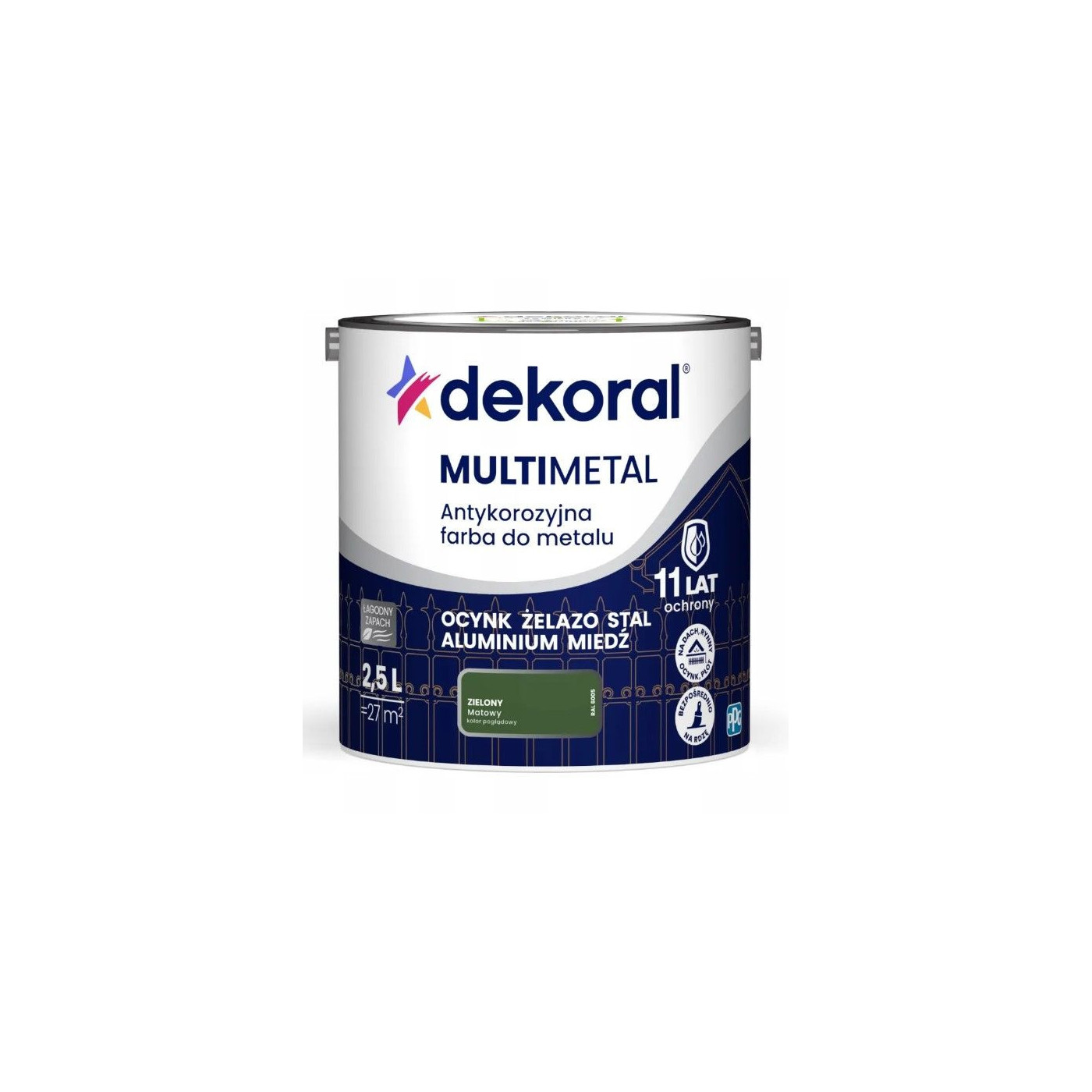 Farba Do Metalu Antykorozyjna Zielony Mat 2,5L Dekoral