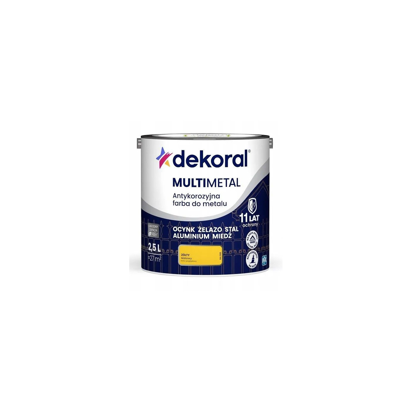 Farba Do Metalu Antykorozyjna Żółty Mat 2,5L Dekoral
