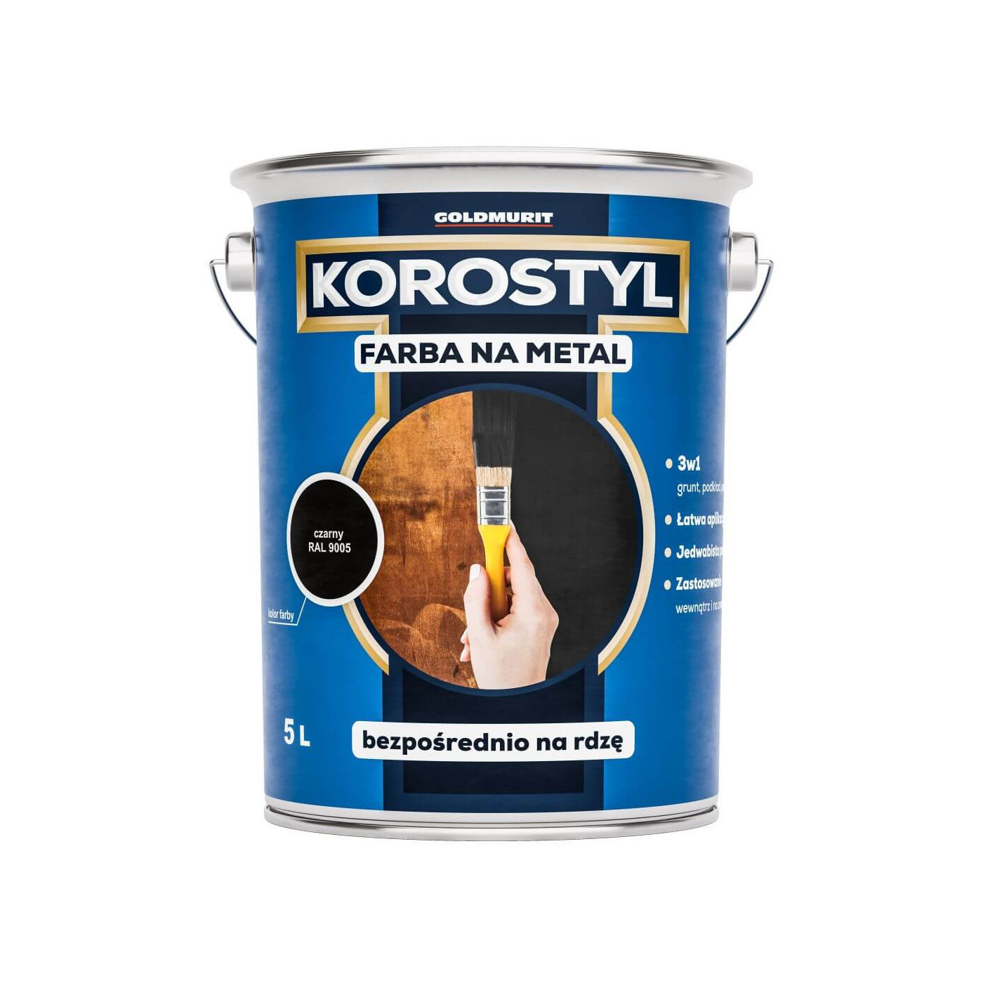 Farba Na Metal 3W1 Korostyl Biały RAL 9010 5L Goldmurit