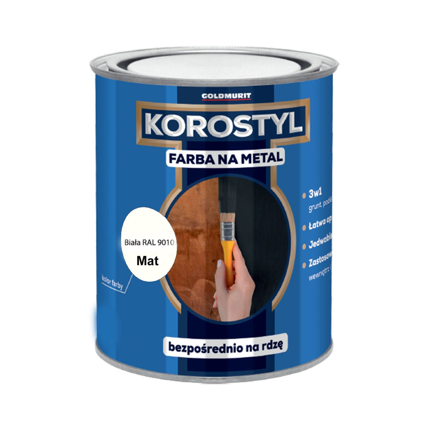 Farba Na Metal 3W1 Korostyl Biały Mat 9010 0,7L Goldmurit