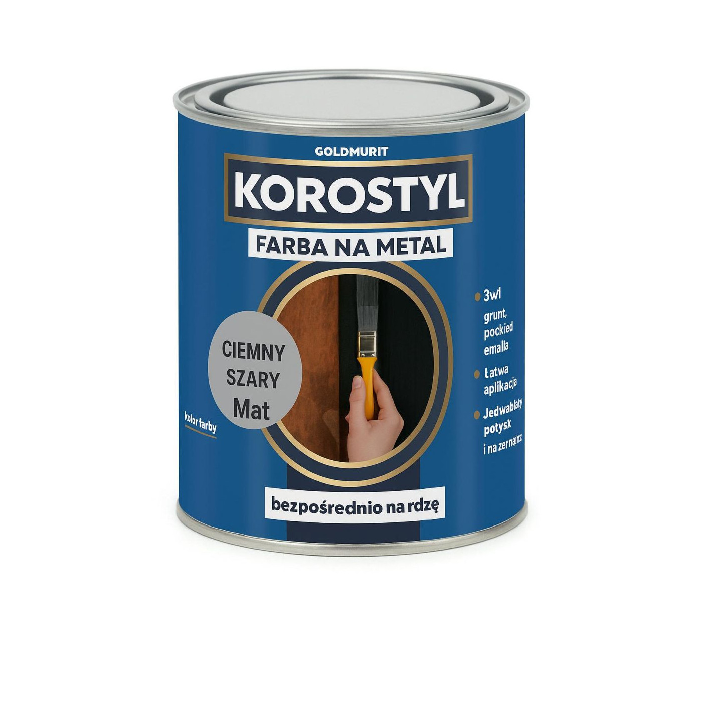 Farba Na Metal 3W1 Korostyl Ciemny Szary Mat 7015 0,7L Goldmurit