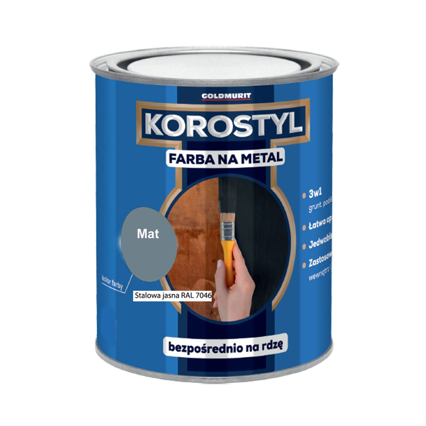 Farba Na Metal 3W1 Korostyl Stalowy 7046 0,7L Goldmurit