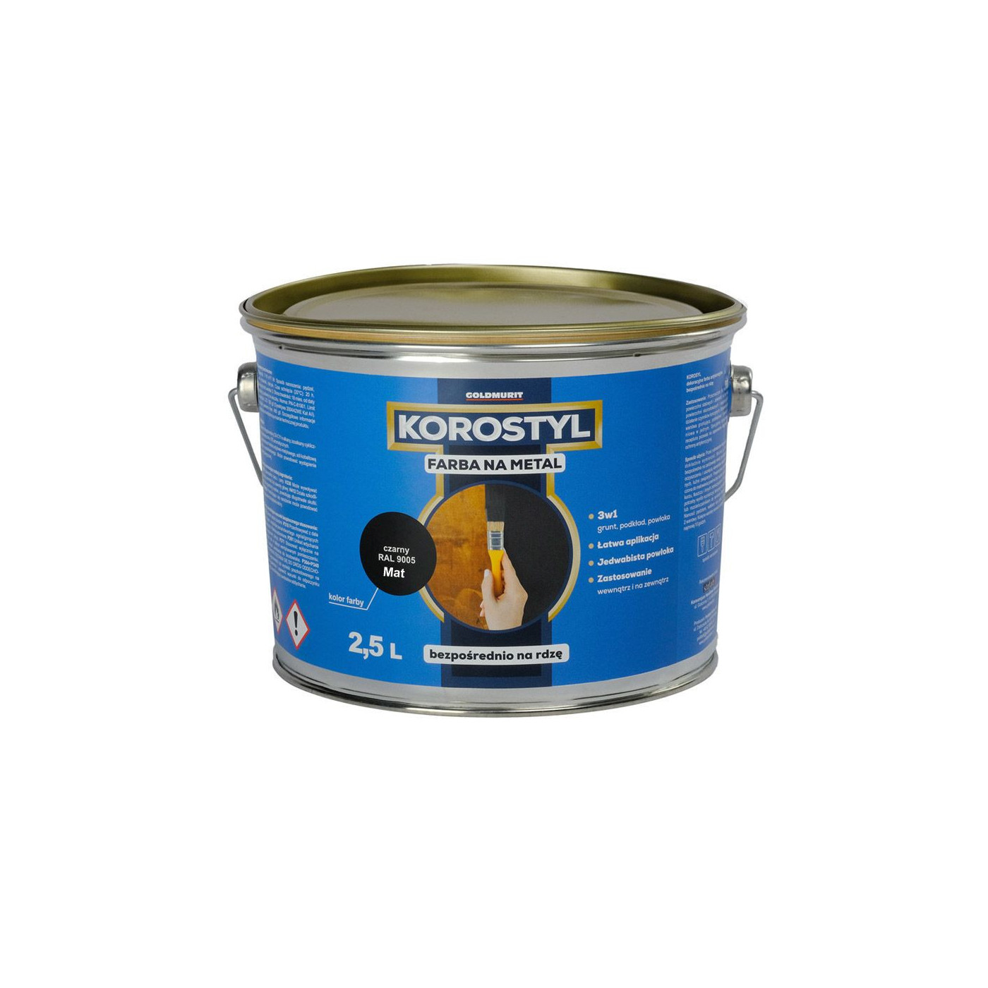Farba Na Metal 3W1 Korostyl Czarny Mat 9005 2,5L Goldmurit