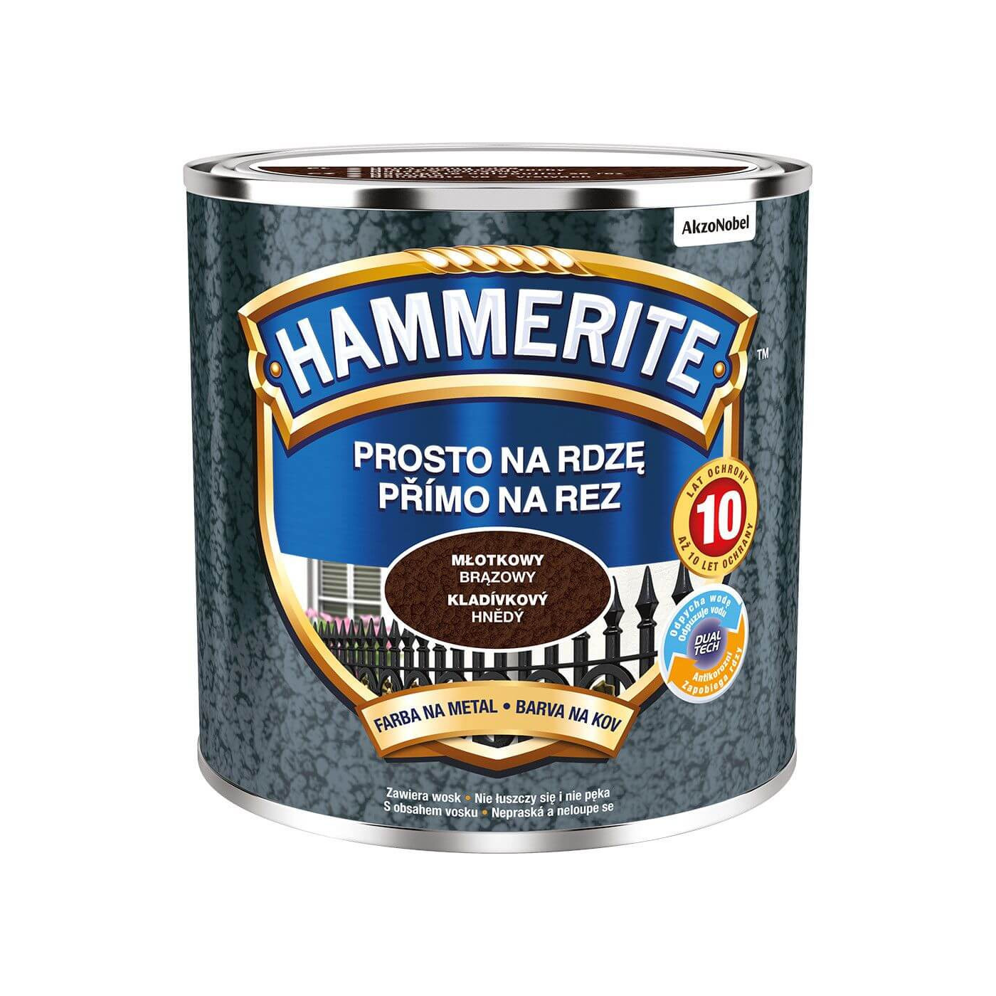 Farba Prosto Na Rdzę Młotkowy Brązowy 0.25L Hammerite