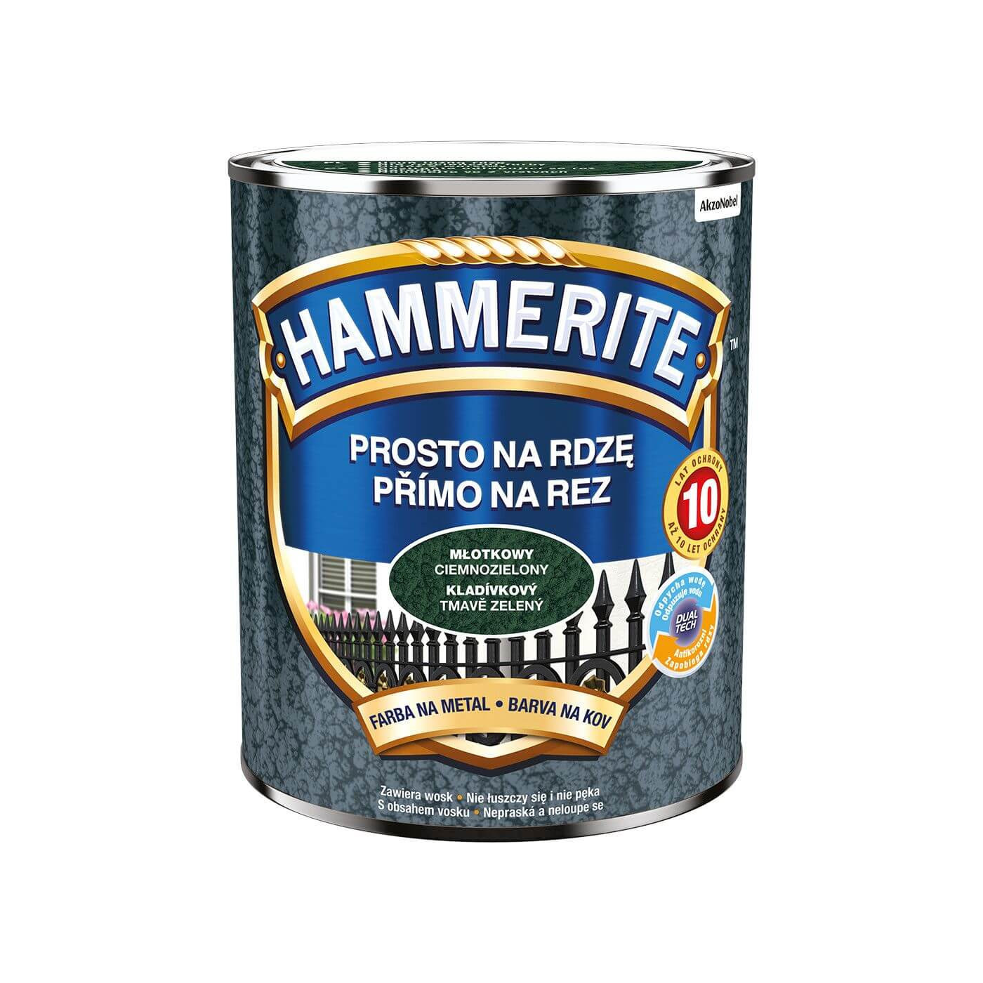 Farba Prosto Na Rdzę Młotkowy Ciemno-Zielony 0.7L Hammerite