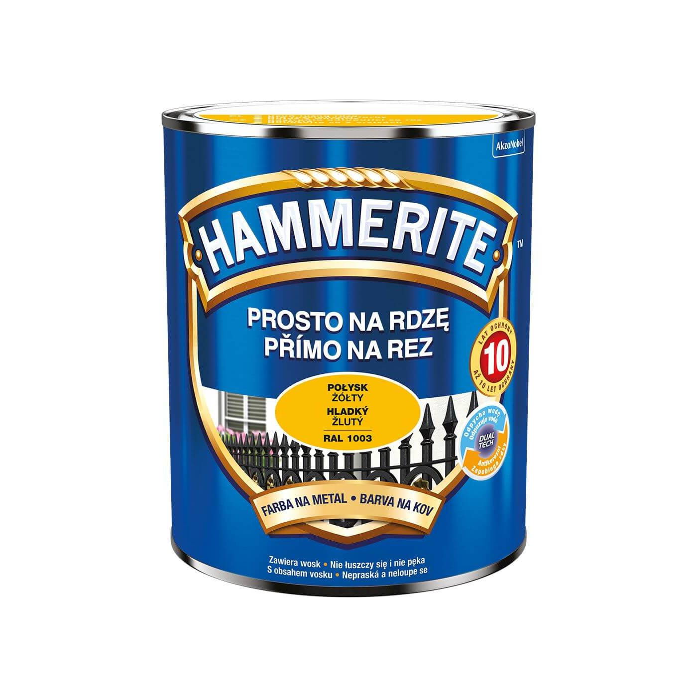Farba Prosto Na Rdzę Połysk Żółty 0.7L Hammerite