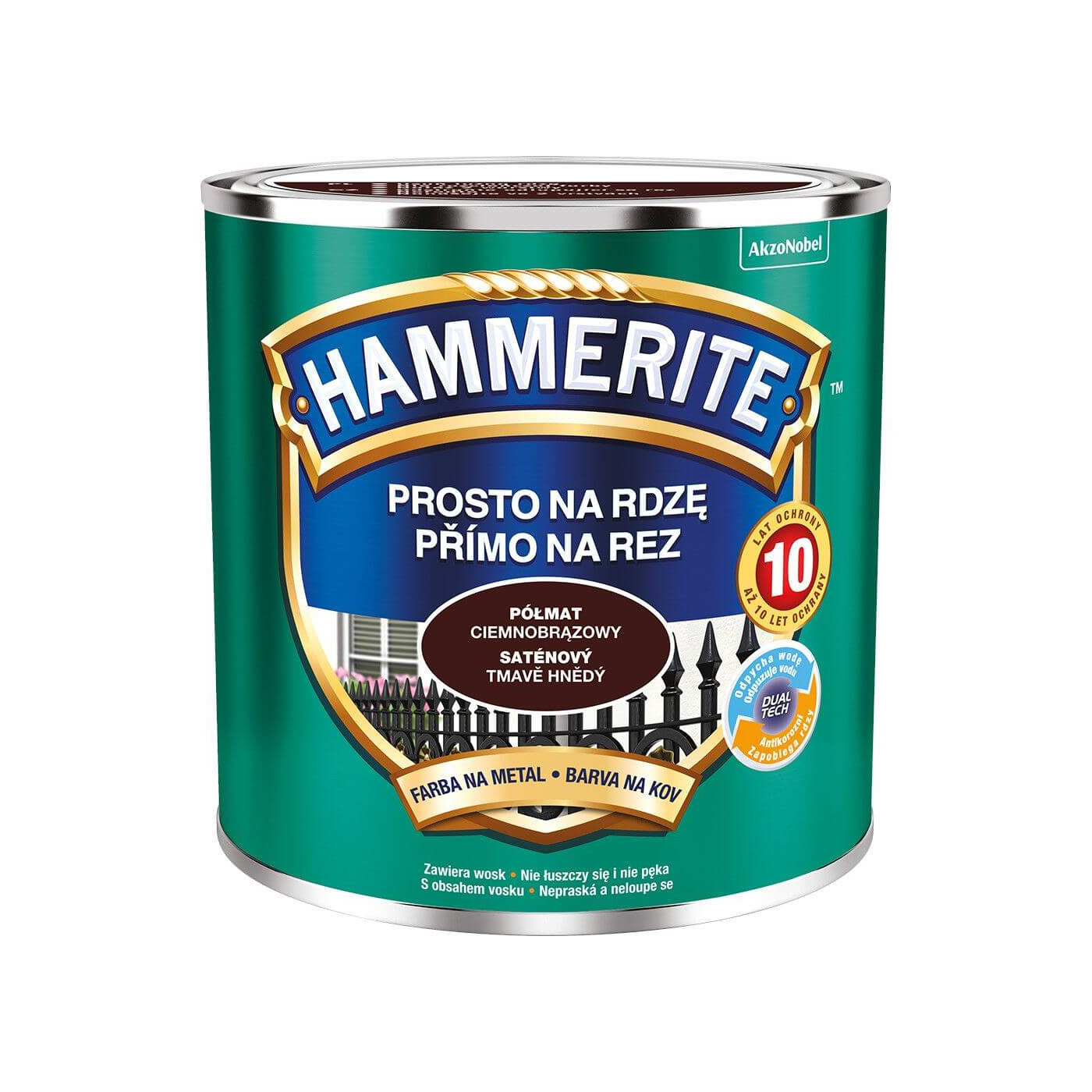 Farba Prosto Na Rdzę Półmat Brąz Ciemny 0.25L Hammerite