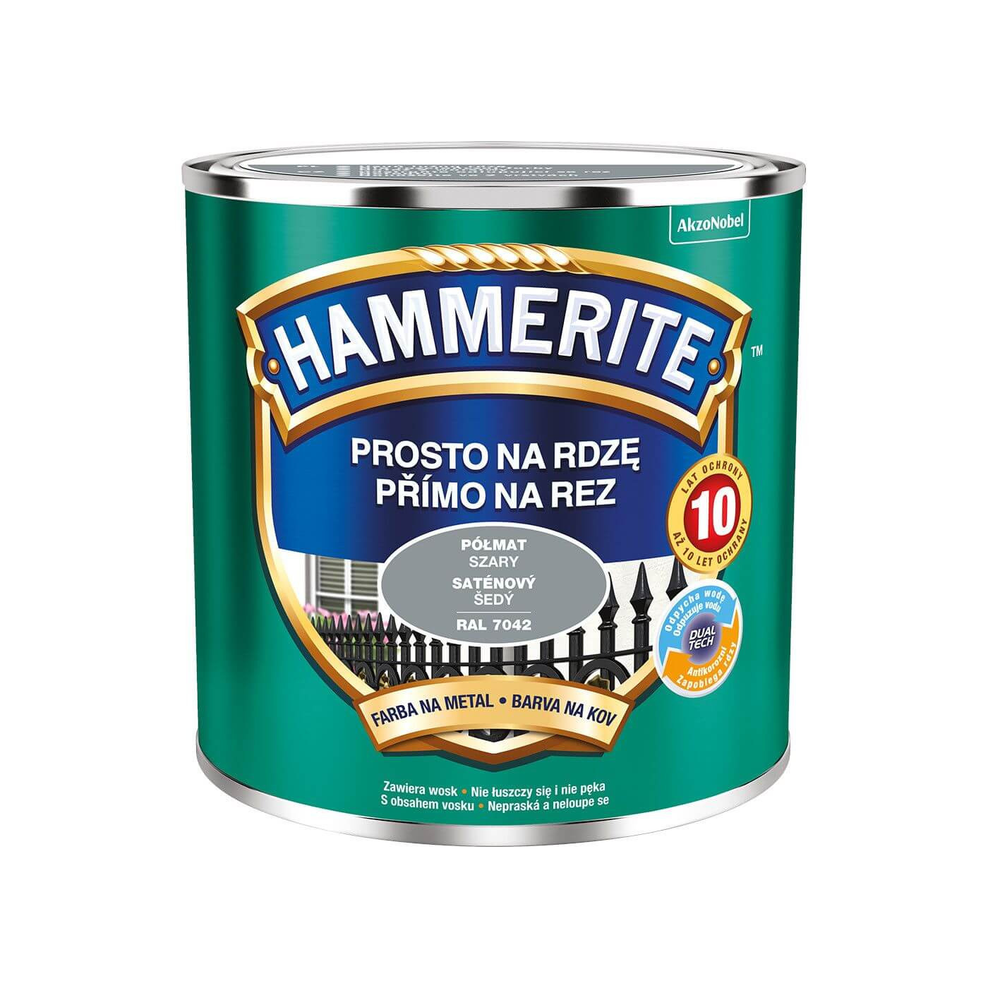Farba Prosto Na Rdzę Półmat Szary 0.25L Hammerite